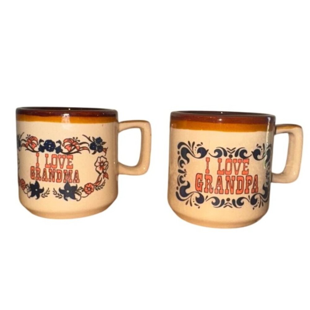 Vintage Grandpa & Grandma Ceramic Mugs
